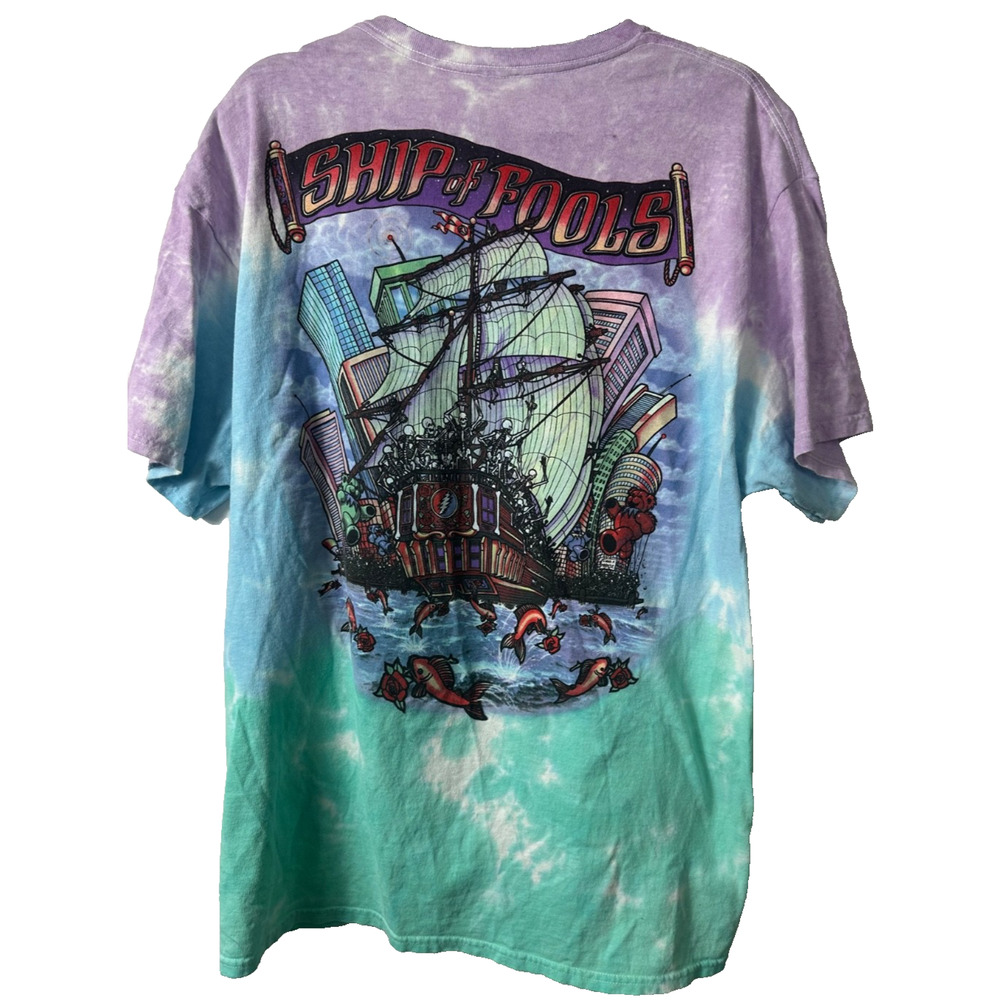 Vintage Grateful Dead Ship Of Fools Liquid Blue Tie Dye Shirt XL 2001 Band D54 - Picture 2 of 5